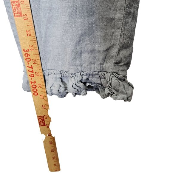 Dress Me Linen Light Blue Linen Ruffle Hem Pants Womens M‎ Elastic Waist Cropped - Picture 8 of 10